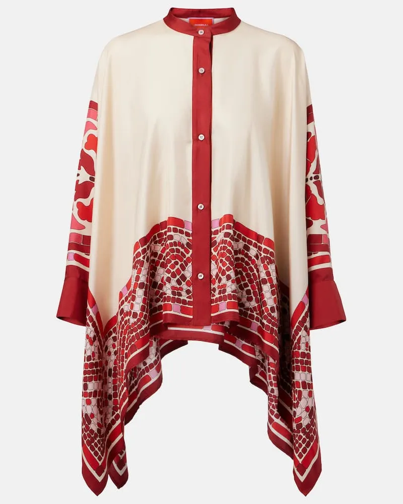 La DoubleJ Hemd Foulard aus Seiden-Twill Rot