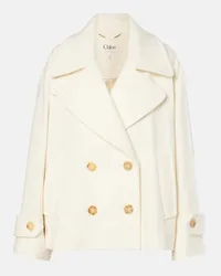 Chloé Chloe Cropped-Cabanjacke aus einem Wollgemisch Weiss