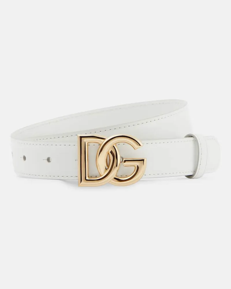 Dolce & Gabbana Gürtel DG aus Leder Weiß