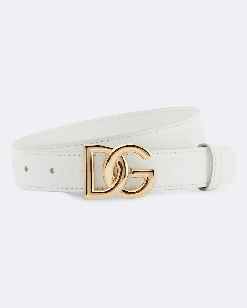 Dolce & Gabbana Gürtel DG aus Leder Weiß