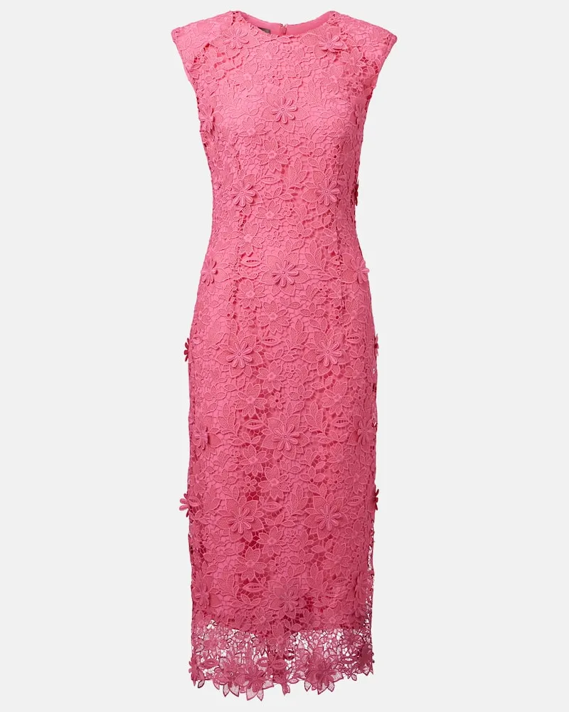 Monique Lhuillier Midikleid Hibiscus aus Spitze Rosa