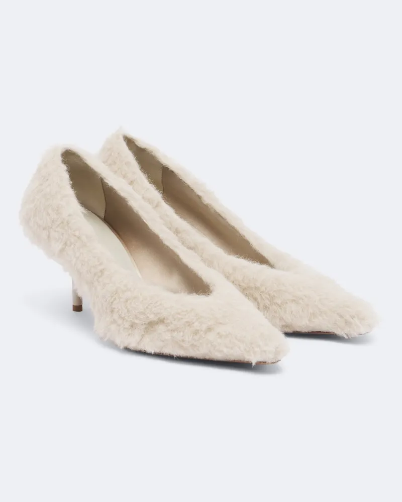 Max Mara Pumps aus Shearling Weiß