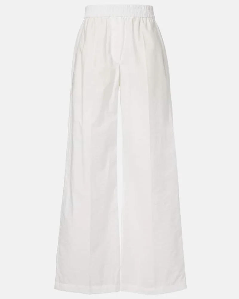 Brunello Cucinelli Weite Hose aus einem Baumwollgemisch Weiß