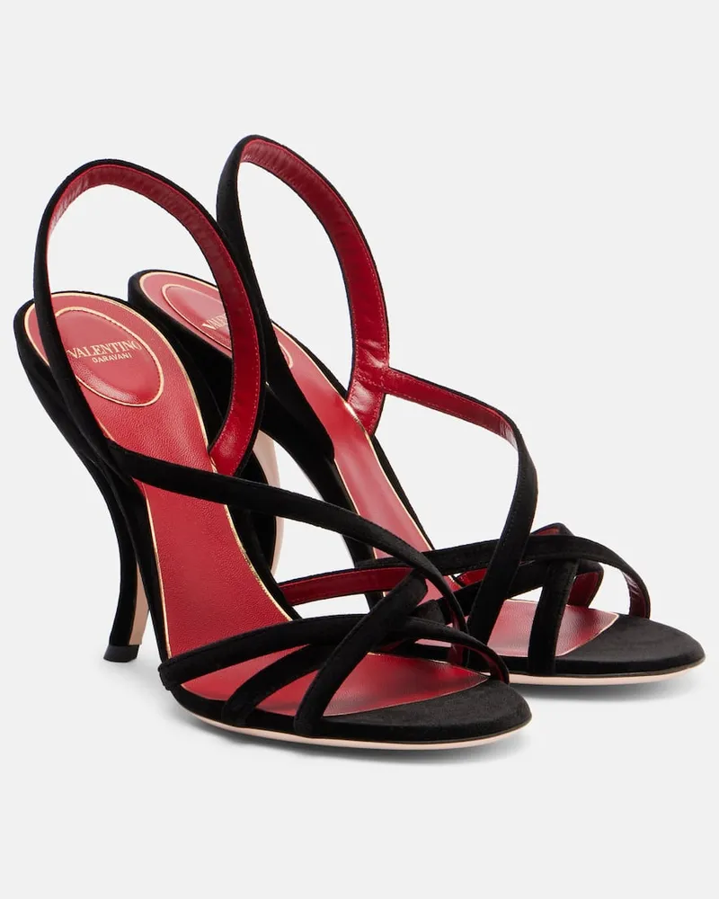 Valentino Garavani Slingback-Sandalen Fetishique 105 aus Samt Schwarz