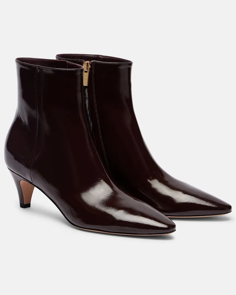 Gianvito Rossi Ankle Boots 55 aus Lackleder Burgunderrot