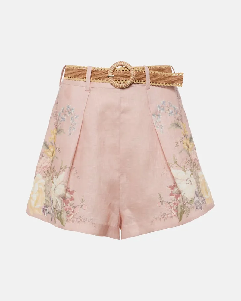 Zimmermann Shorts Waverly aus Leinen Rosa