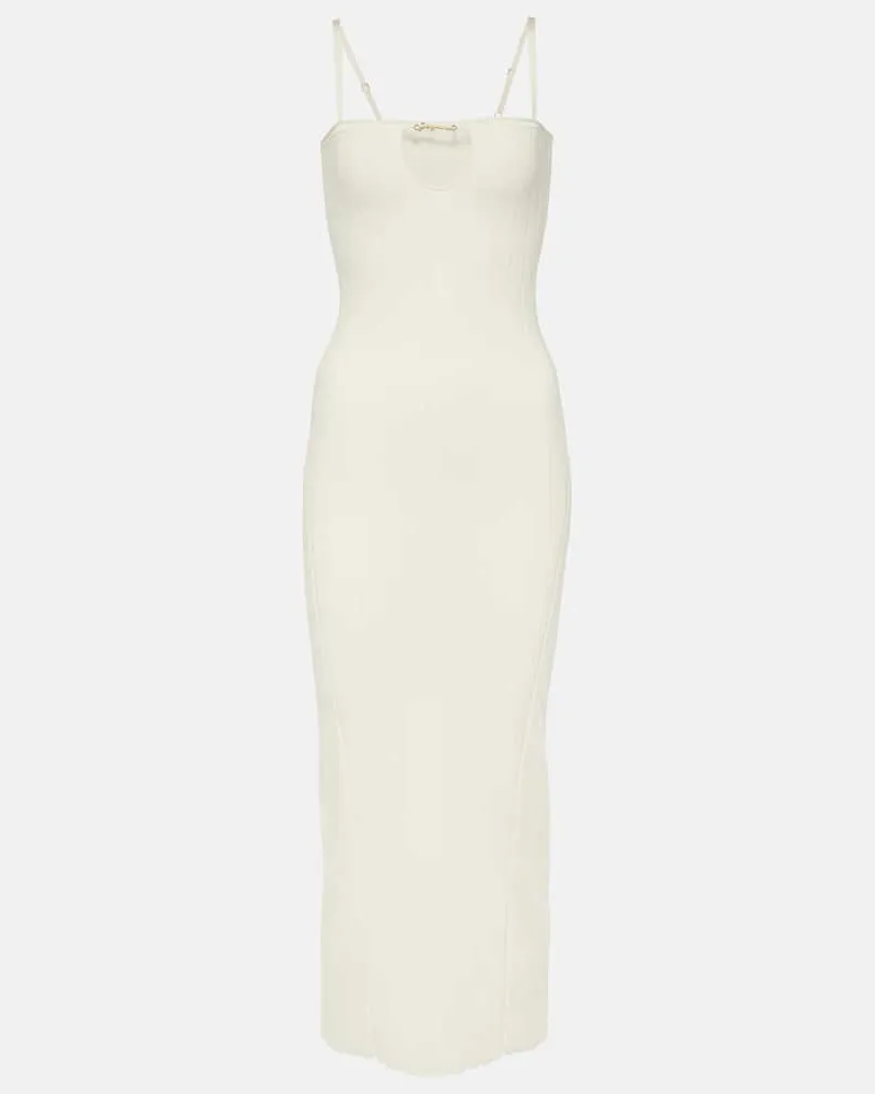 Jacquemus Midikleid La Robe Sierra Bretelles Weiß