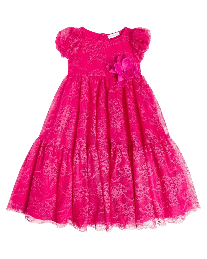 Monnalisa Verziertes Kleid aus Spitze Rosa