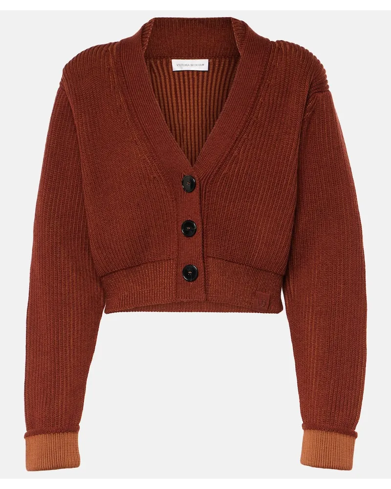 Victoria Beckham Cropped-Cardigan aus einem Wollgemisch Rot