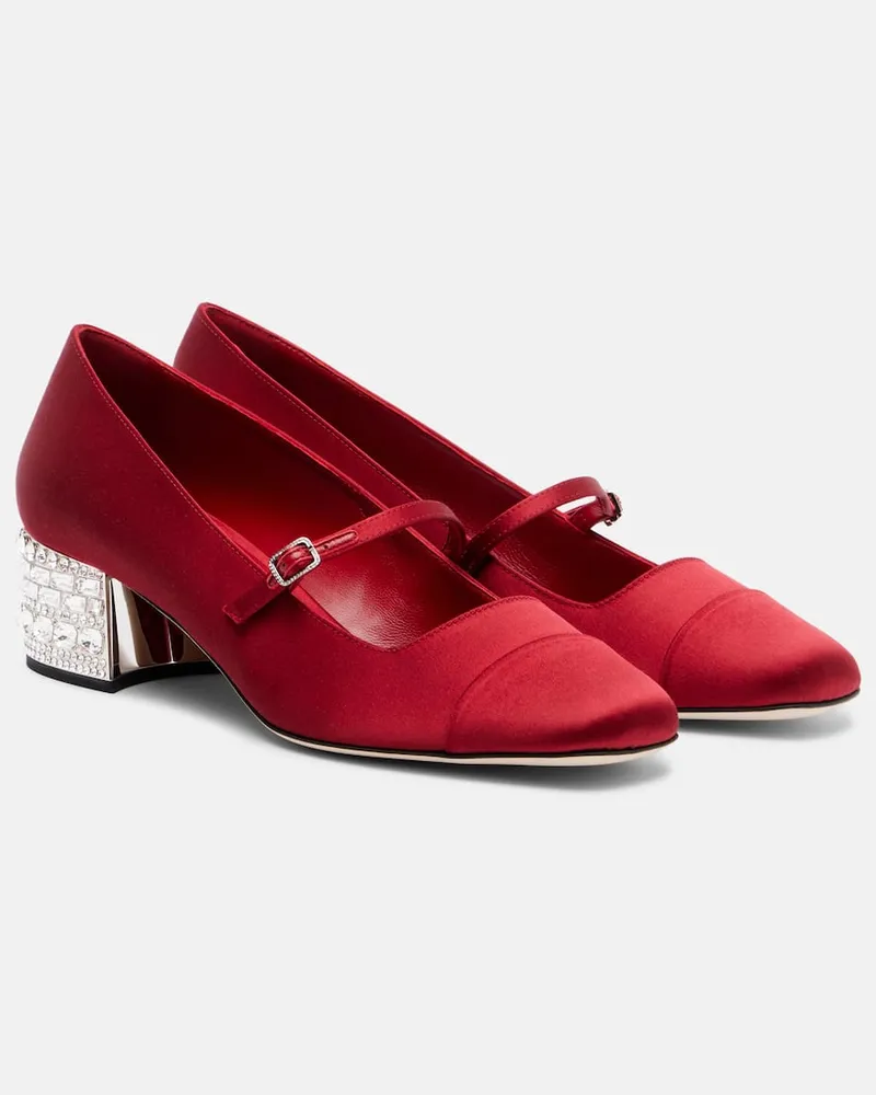 Jimmy Choo Pumps Elisa 45 aus Satin mit Kristallen Rot