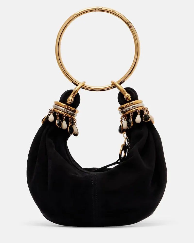 Chloé Chloé Schultertasche Bracelet Small aus Veloursleder Schwarz
