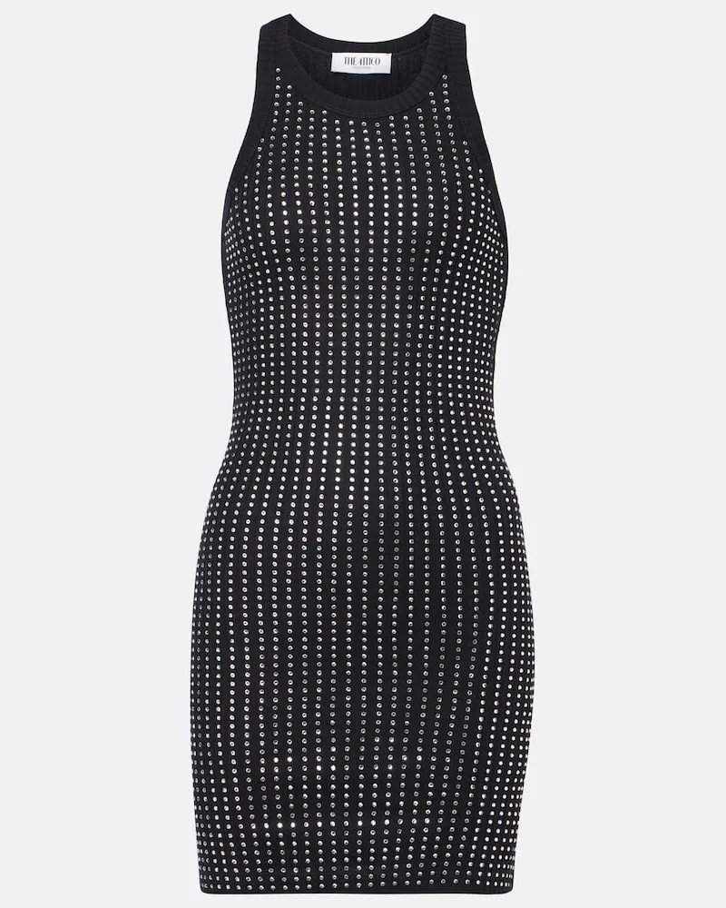 ATTICO Minikleid aus Baumwolle mit Kristallen Schwarz