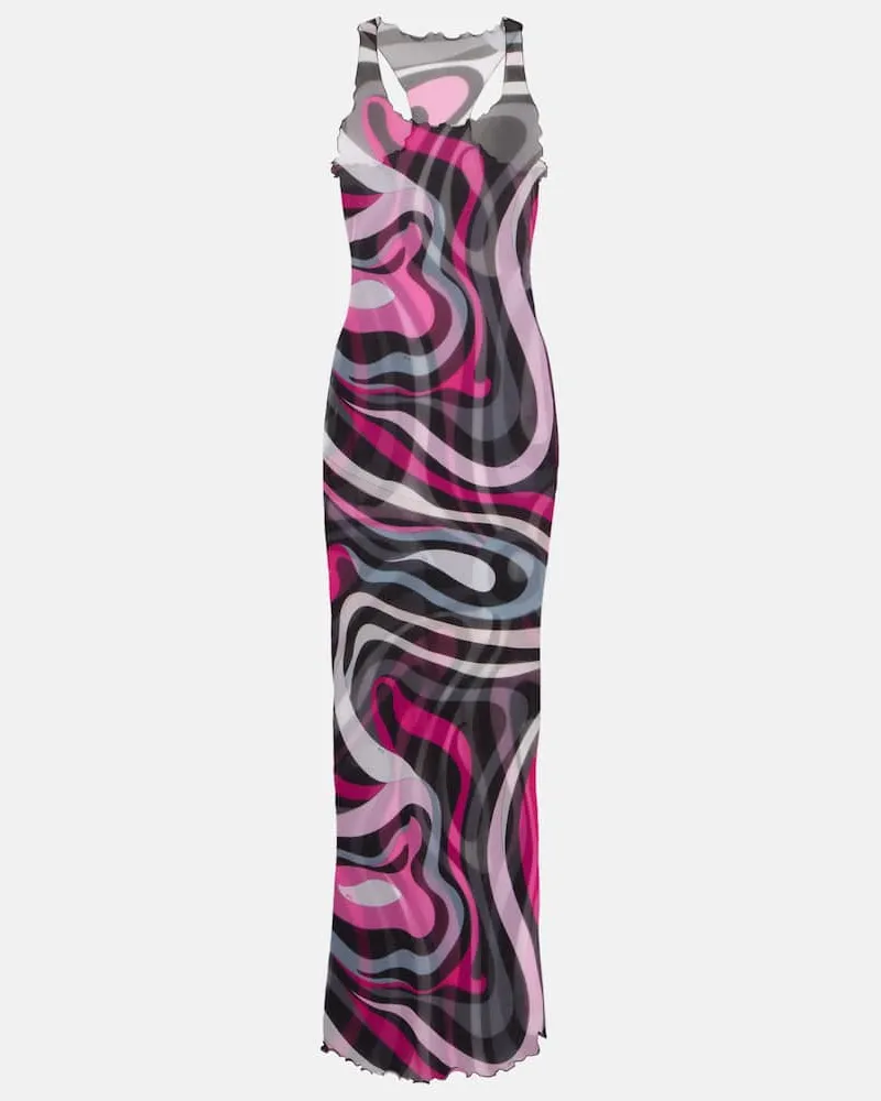 Emilio Pucci Maxikleid Marmo aus Tüll Multicolor