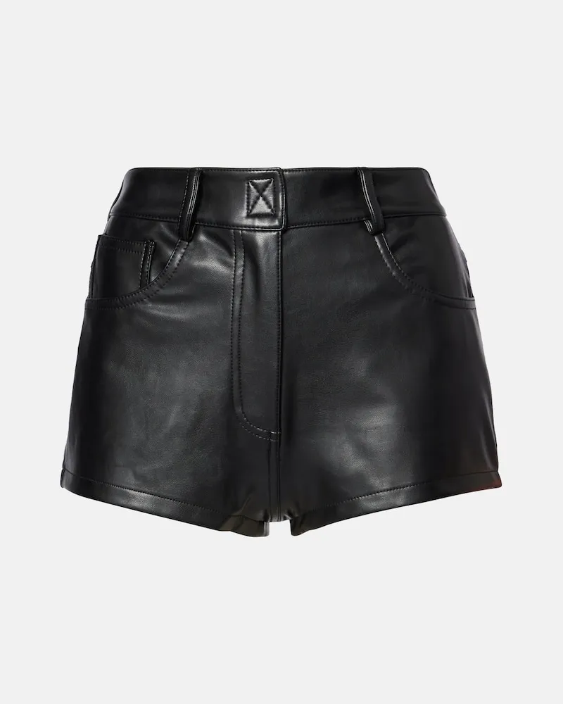 Norma Kamali High-Rise Shorts aus Lederimitat Schwarz