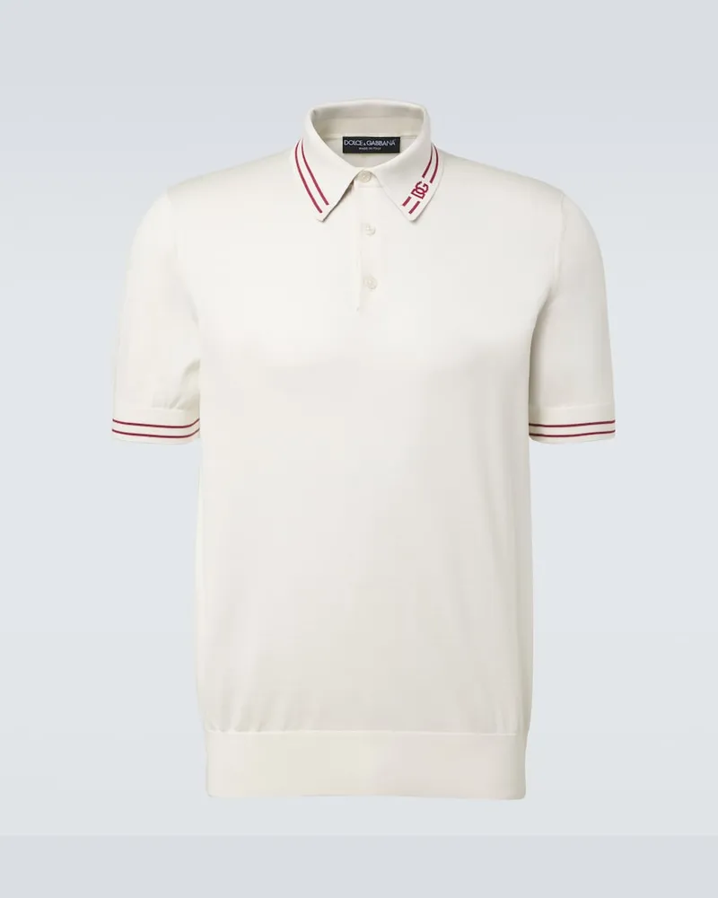 Dolce & Gabbana Polohemd DG aus Seide Weiß