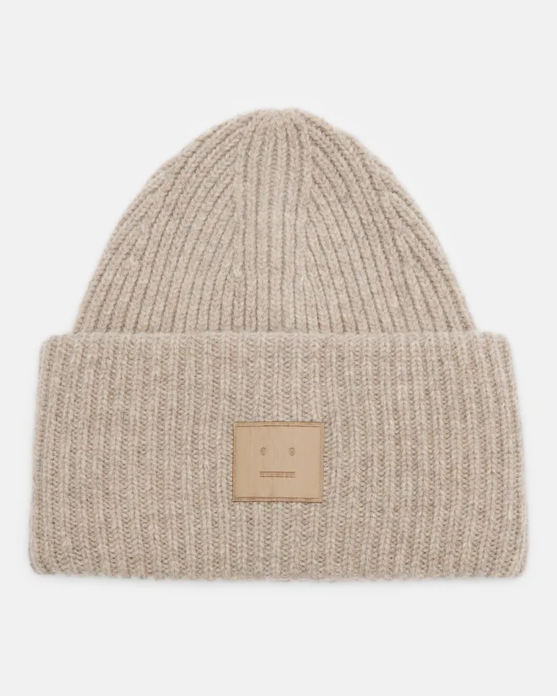 Acne Studios Mütze Face aus einem Wollgemisch Beige