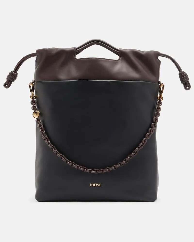 Loewe Clutch Flamenco aus Leder Schwarz