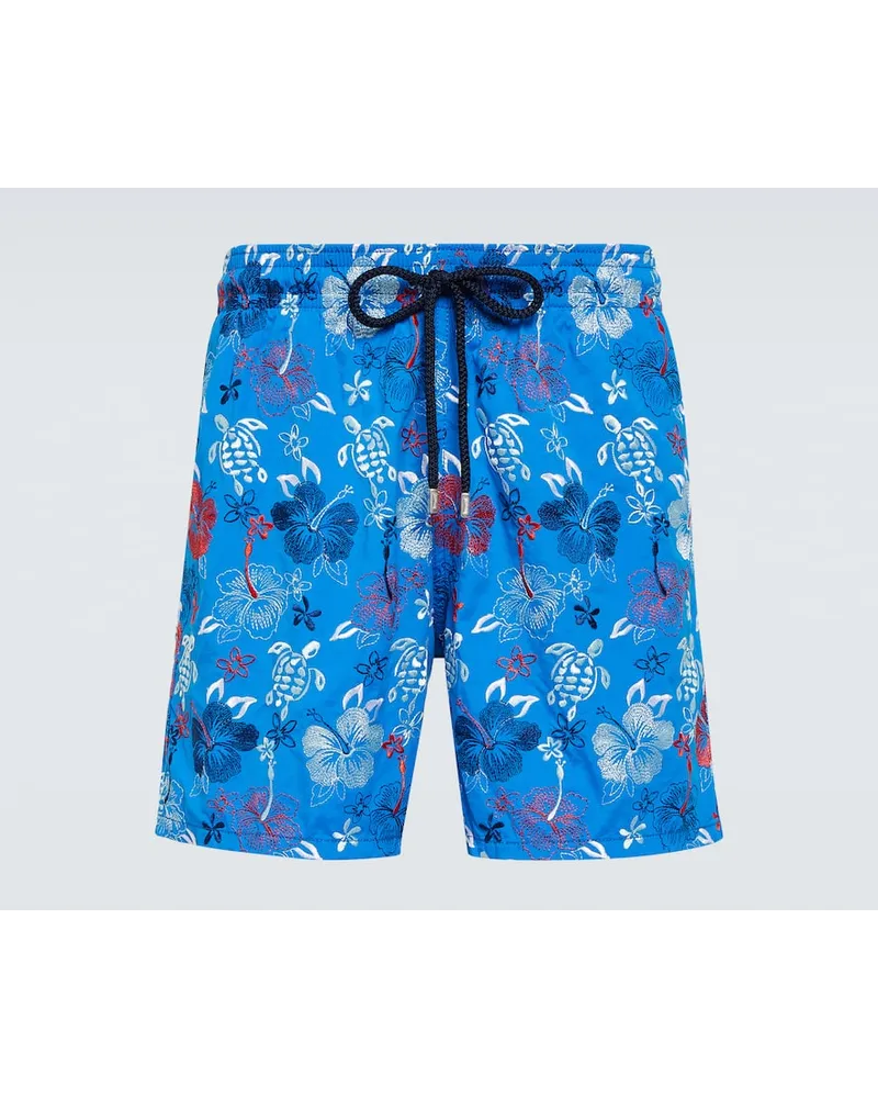 Vilebrequin Badeshorts Tropical Turtles Blau