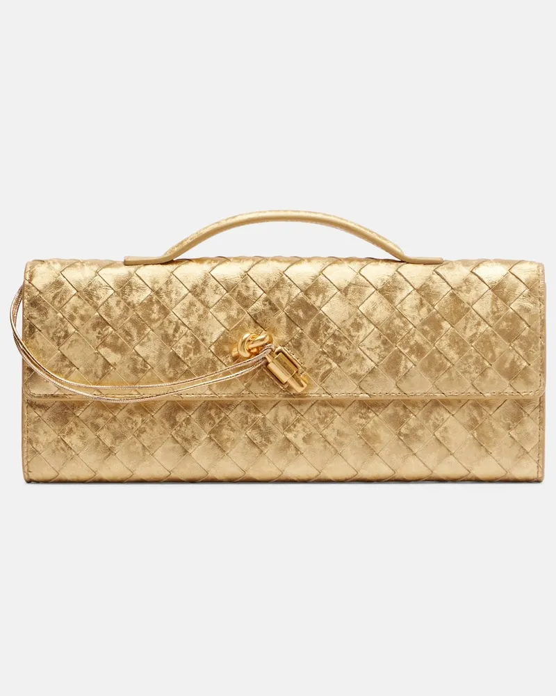 Bottega Veneta Clutch Andiamo aus Metallic-Leder Gold