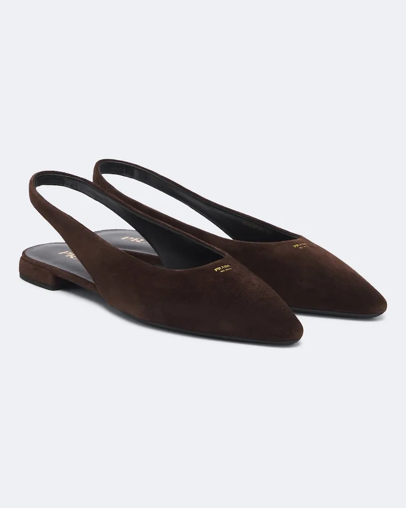 Prada Slingback-Ballerinas aus Veloursleder Braun