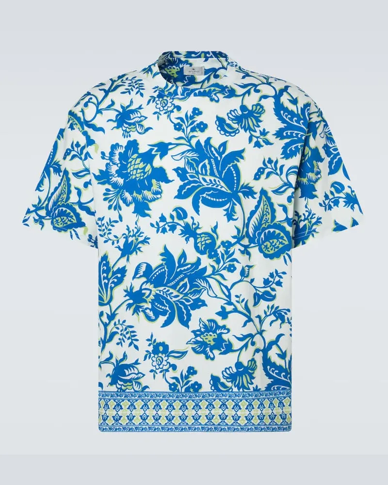 Etro Bedrucktes T-Shirt aus Baumwoll-Jersey Weiß
