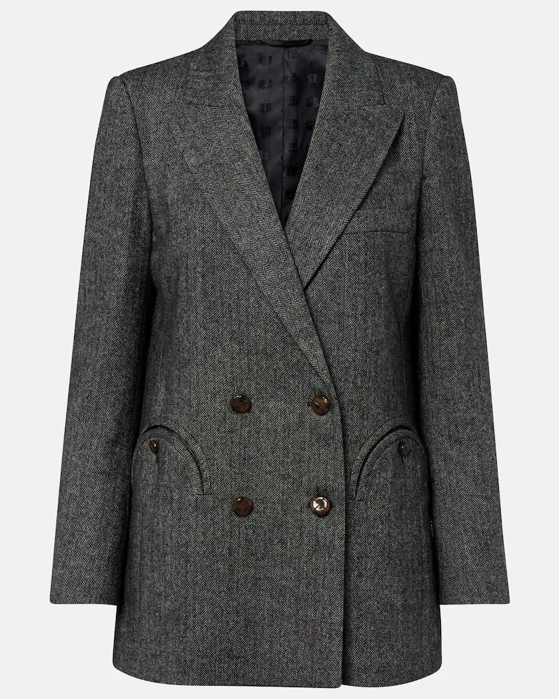 Blazé Milano Blazé Milano Blazer Everyday aus einem Wollgemisch mit Fischgrätmuster Schwarz