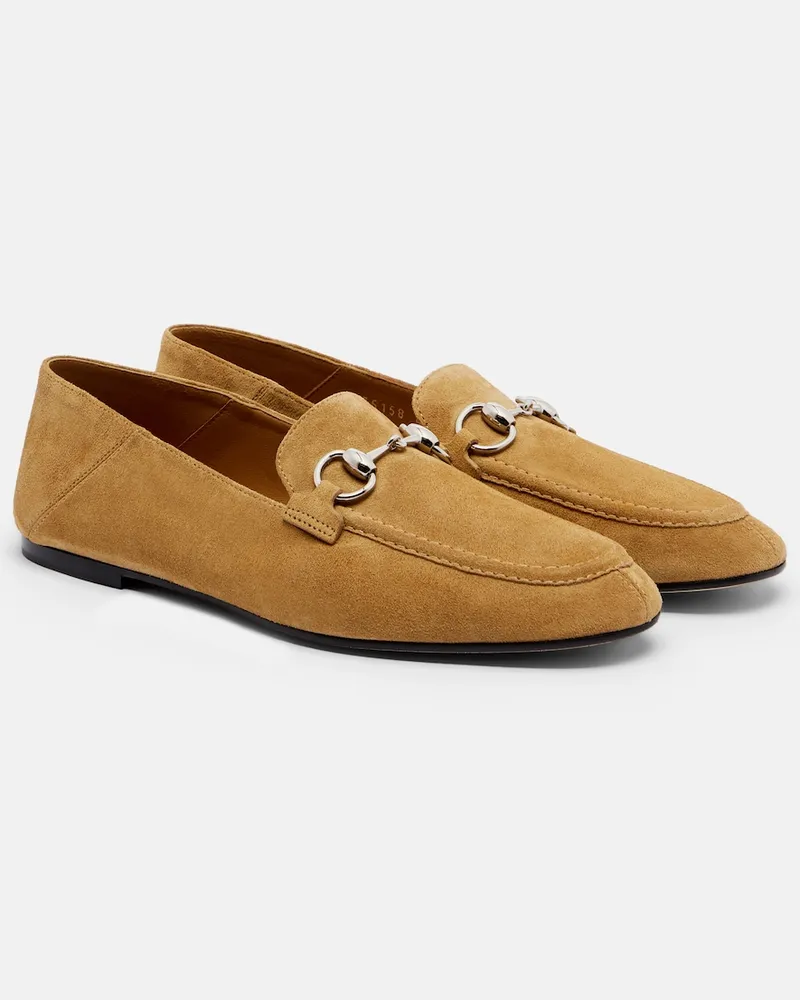 Gucci Loafers Jordaan Horsebit aus Veloursleder Beige