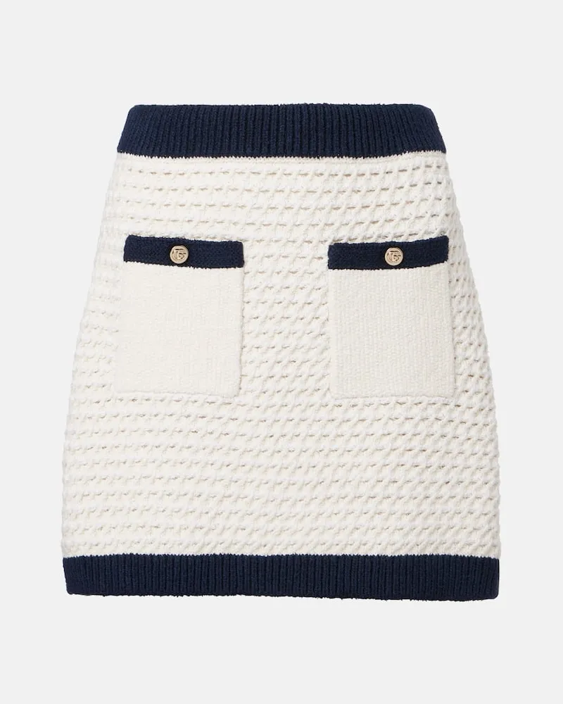 Gucci Minirock aus Häkelstrick Weiß