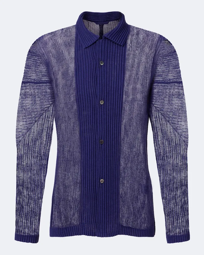 Issey Miyake Homme Plissé Issey Miyake Hemd Rustic aus Mesh Blau