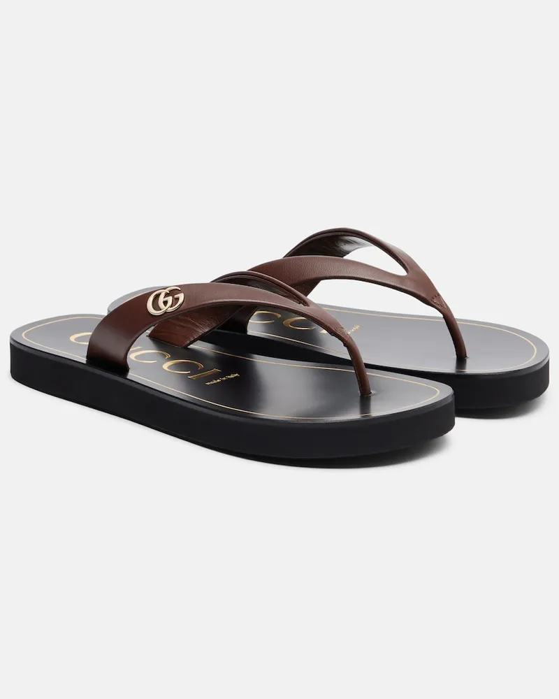 Gucci Sandalen Double G aus Leder Braun