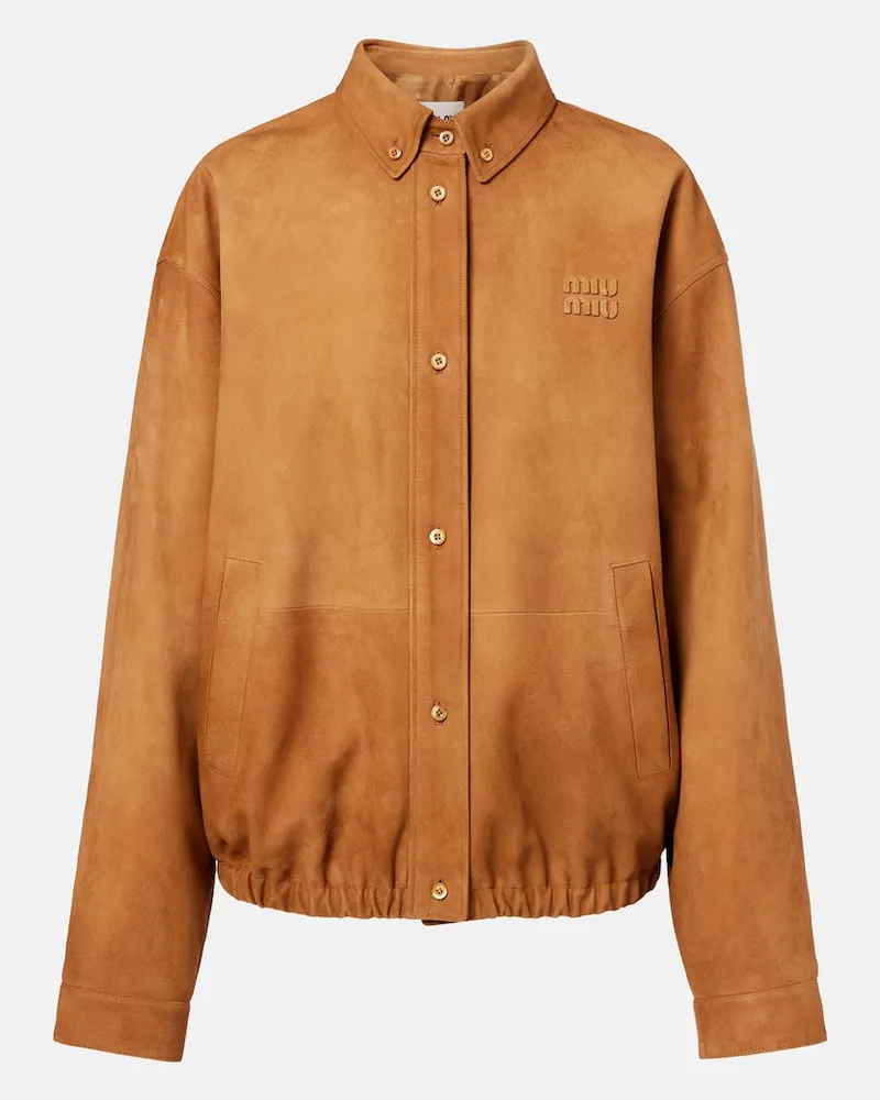 Miu Miu Blouson aus Veloursleder Braun