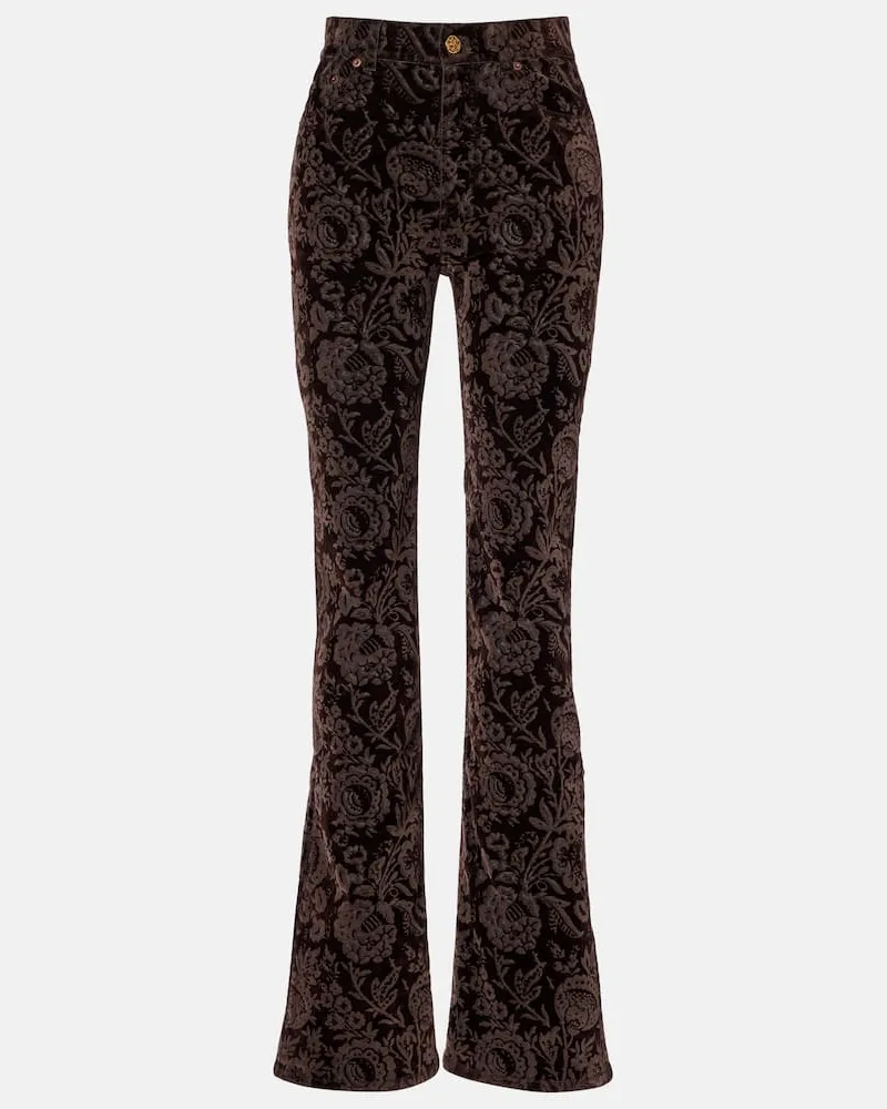 Chloé Chloé Bedruckte High-Rise-Hose aus Samt Braun