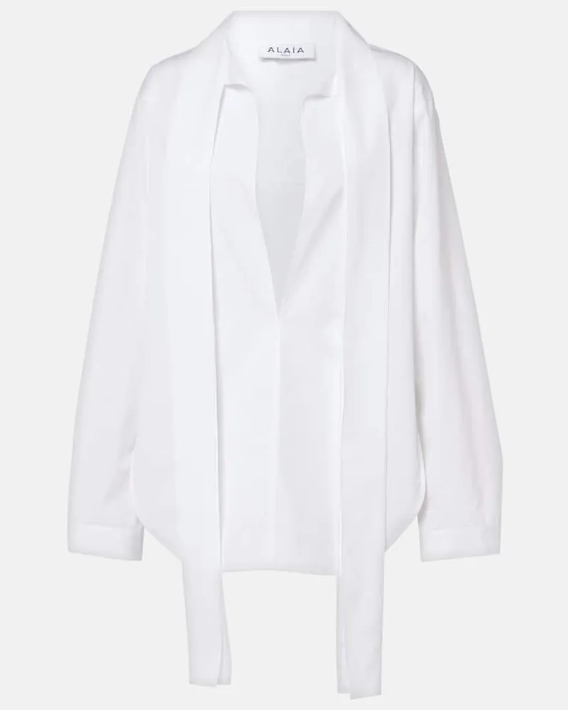 Alaïa AlaÃ¯a Schluppenbluse Scarf aus Baumwolle Weiã