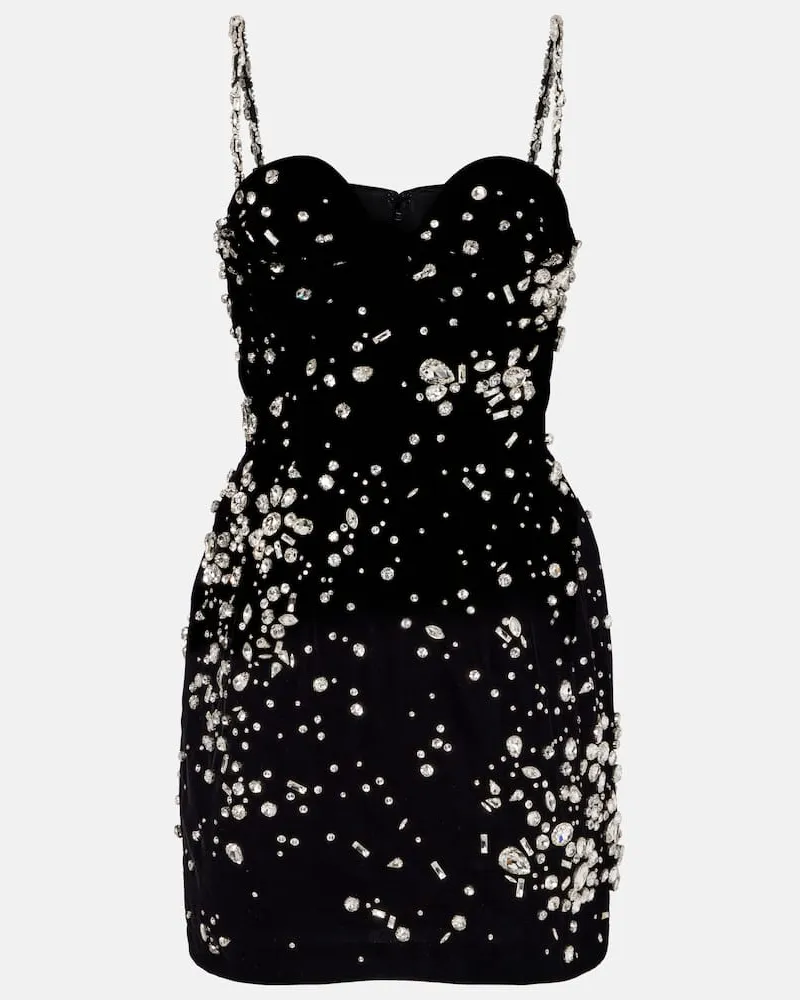 Oscar de la Renta Minikleid mit Kristallen Schwarz