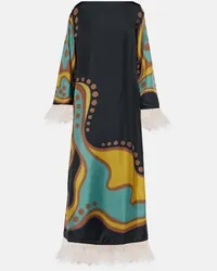 La DoubleJ Robe Opera aus Twill mit Federn Multicolor