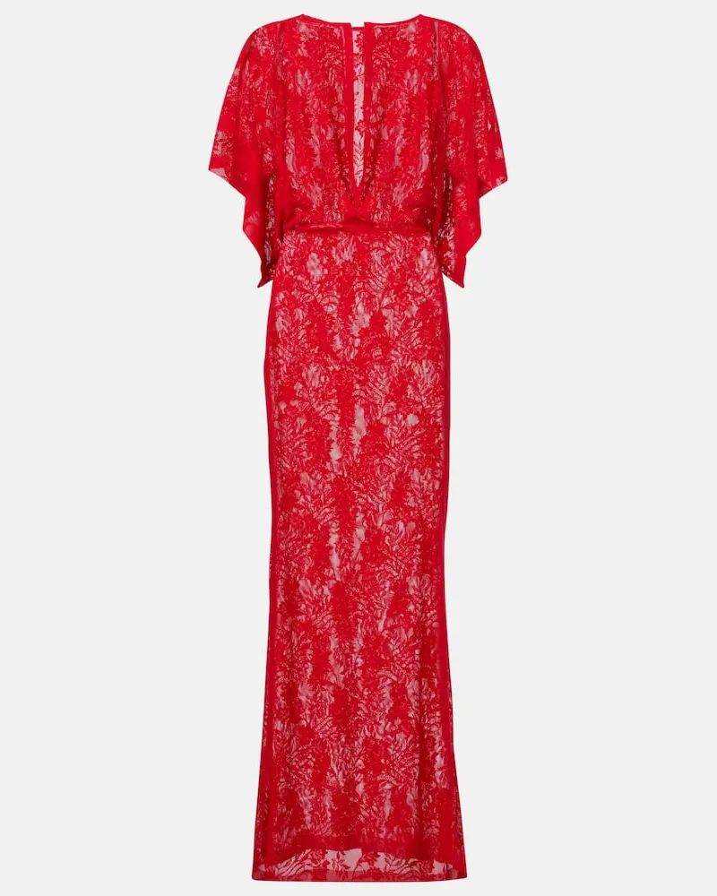 Norma Kamali Robe Obie aus Spitze Rot