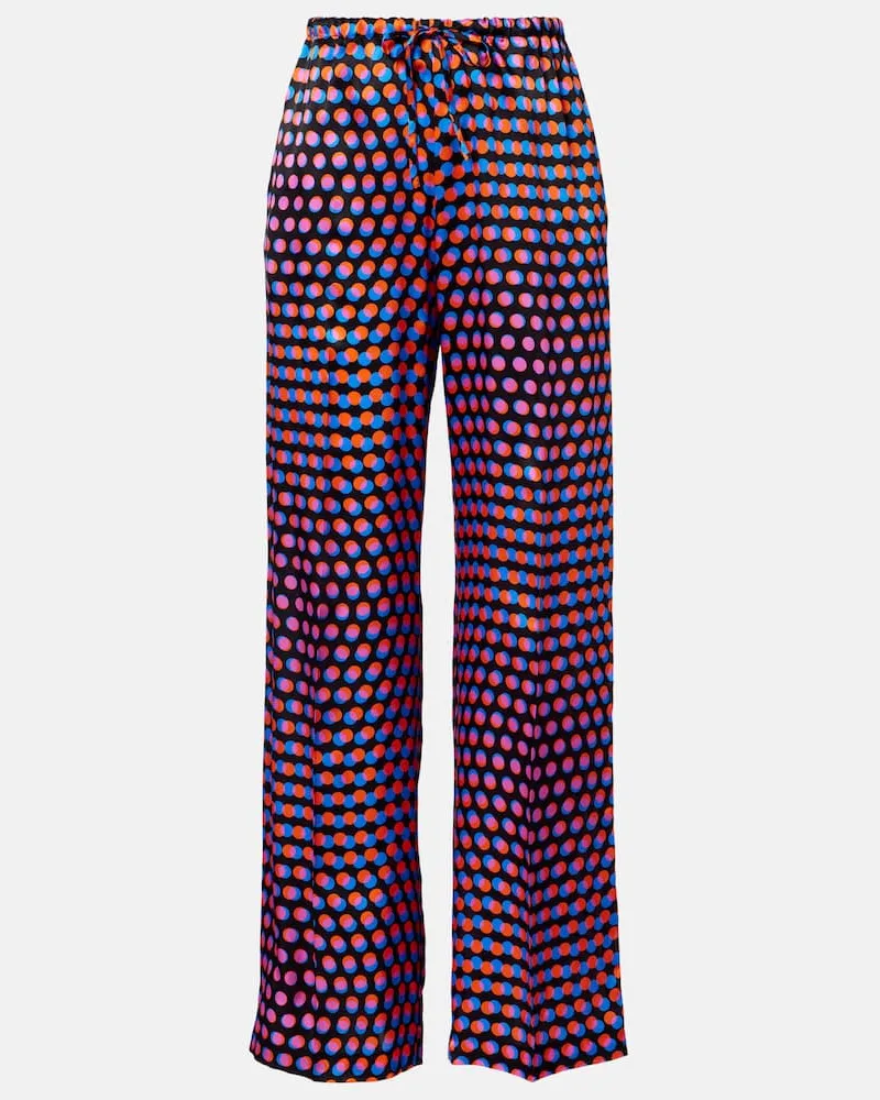 Dries van Noten Weite Hose aus Seide Schwarz