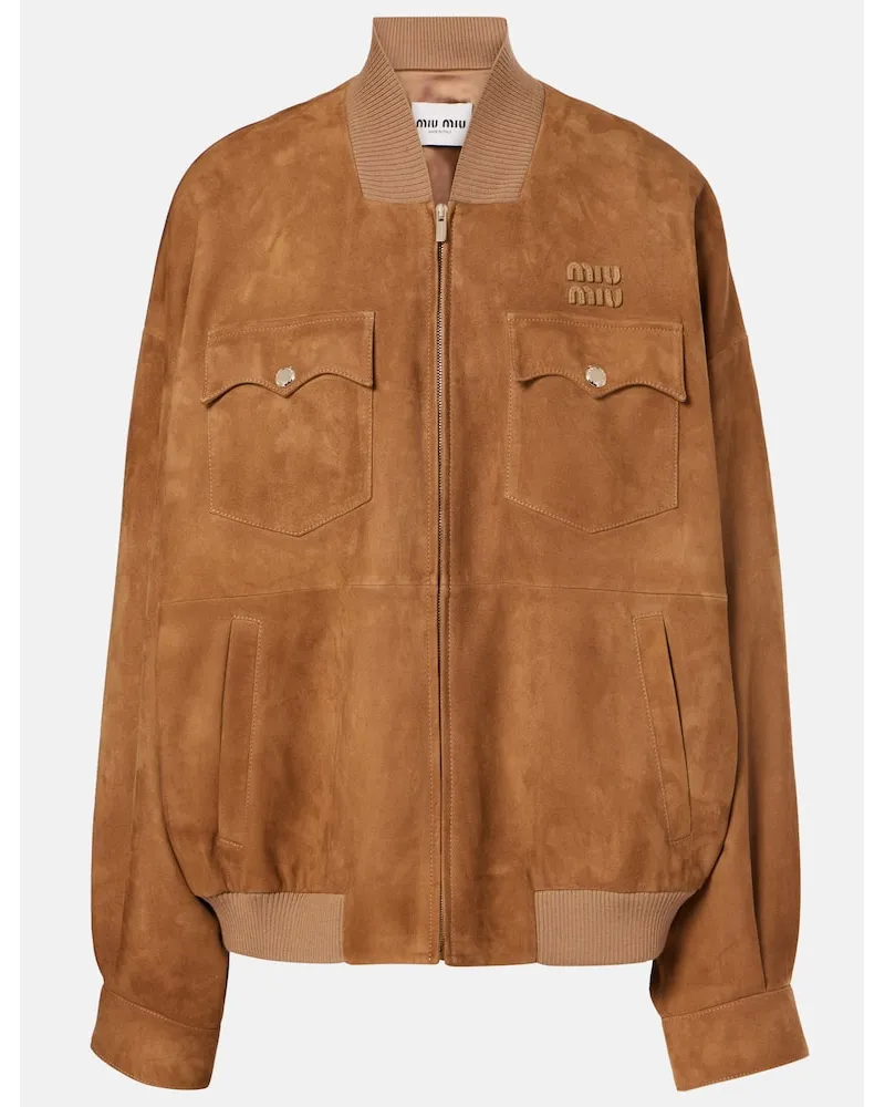 Miu Miu Jacke aus Veloursleder Braun