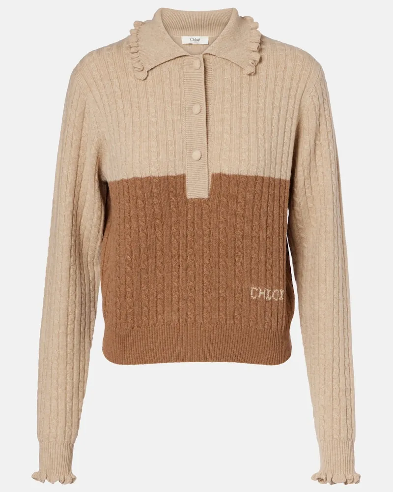 Chloé Chloé Polopullover aus Wolle und Kaschmir Beige