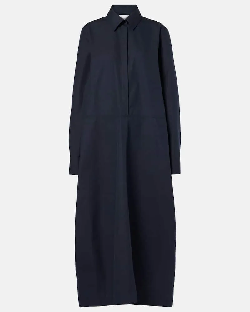 Jil Sander Hemdblusenkleid aus Baumwollpopeline Blau