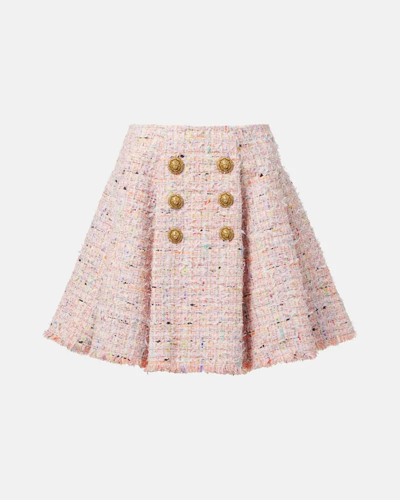 Balmain Minirock aus Tweed Rosa