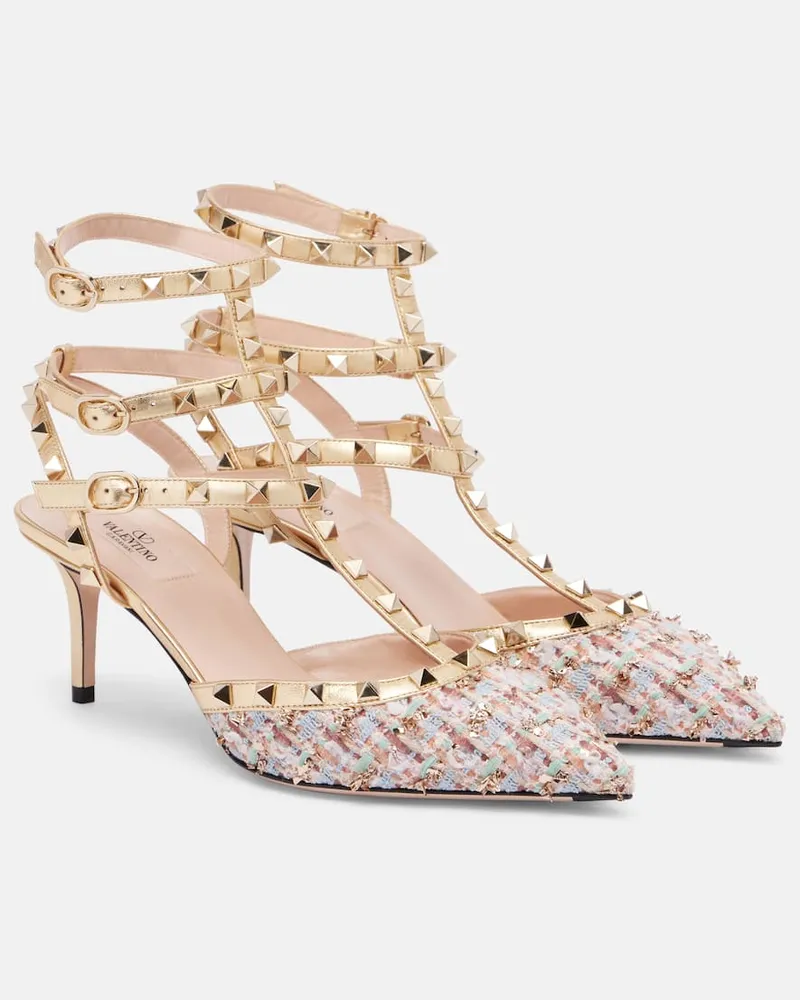 Valentino Garavani Pumps Rockstud 65 aus Tweed und Leder Multicolor