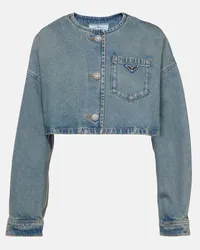 Prada Cropped-Jeansjacke Blau