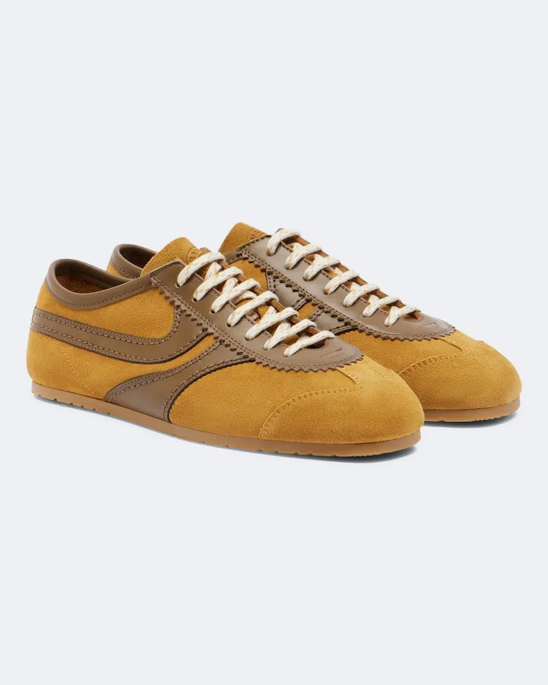 Dries van Noten Sneakers aus Veloursleder und Leder Gelb