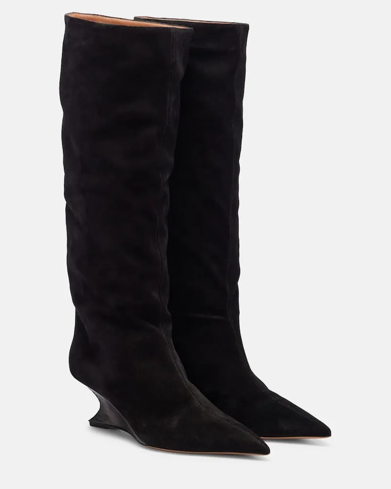 Paris Texas Stiefel Nina 50 aus Veloursleder Schwarz
