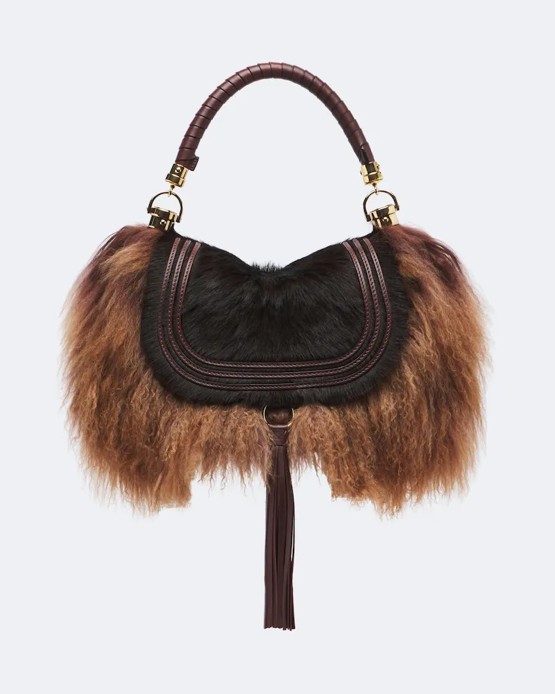 Chloé Chloé Schultertasche Marcie Foulard Small aus Shearling Braun