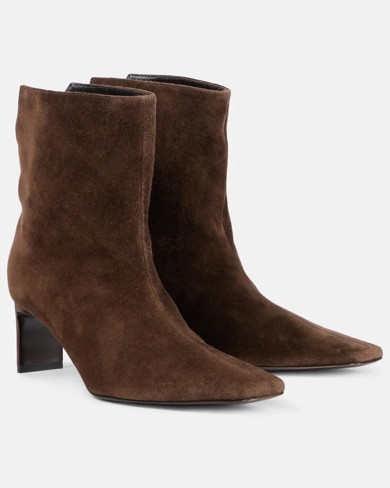 KHAITE Ankle Boots Ona 55 aus Veloursleder Braun