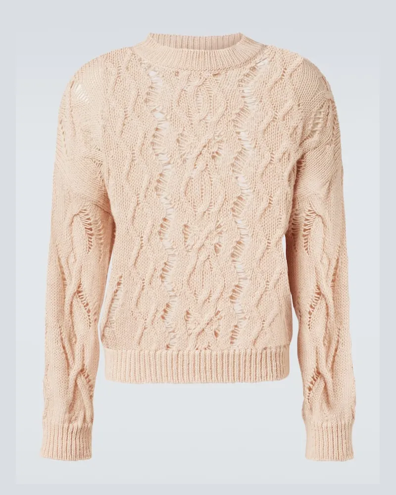 Our Legacy Rollkragenpullover Cable Sonar aus Wolle Rosa