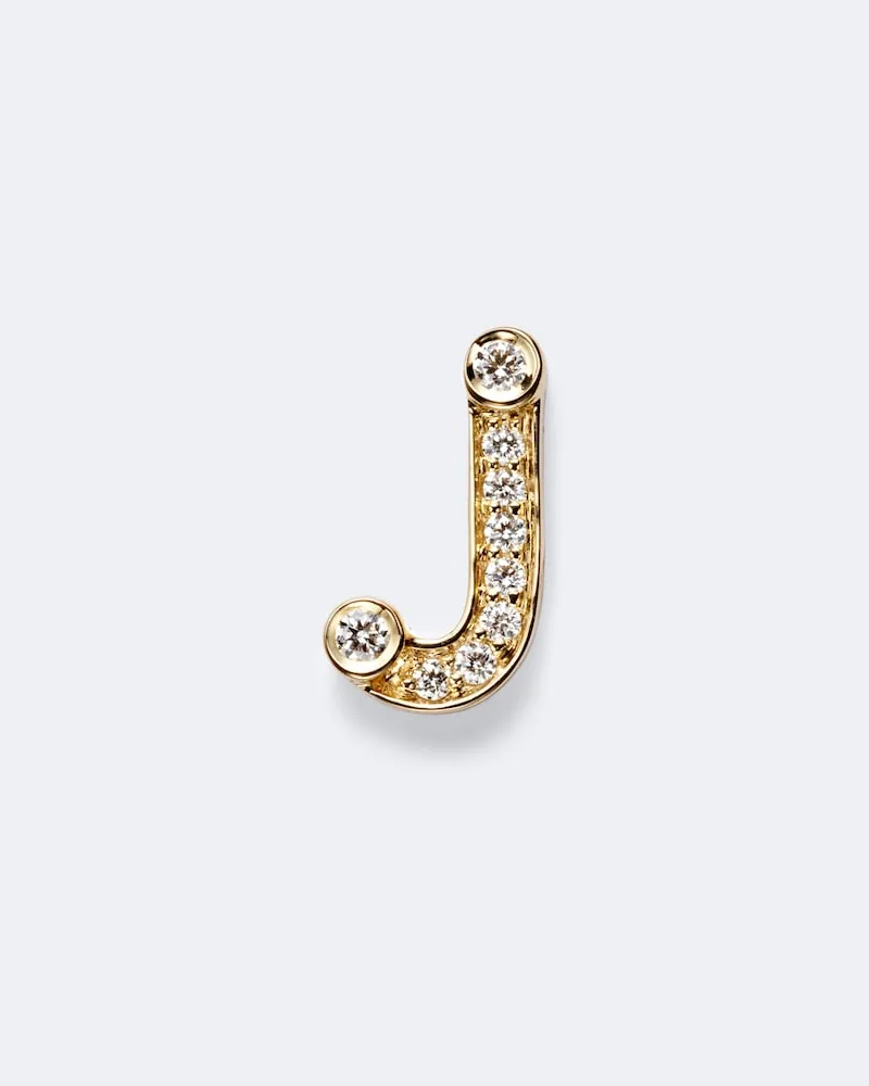 Sophie Bille Brahe Einzelner Ohrring Petite J aus 18kt Gelbgold mit Diamanten Gold