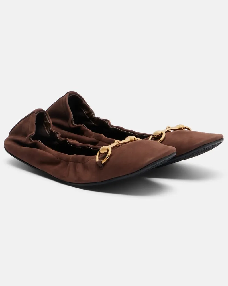 Gucci Ballerinas Horsebit aus Leder Braun